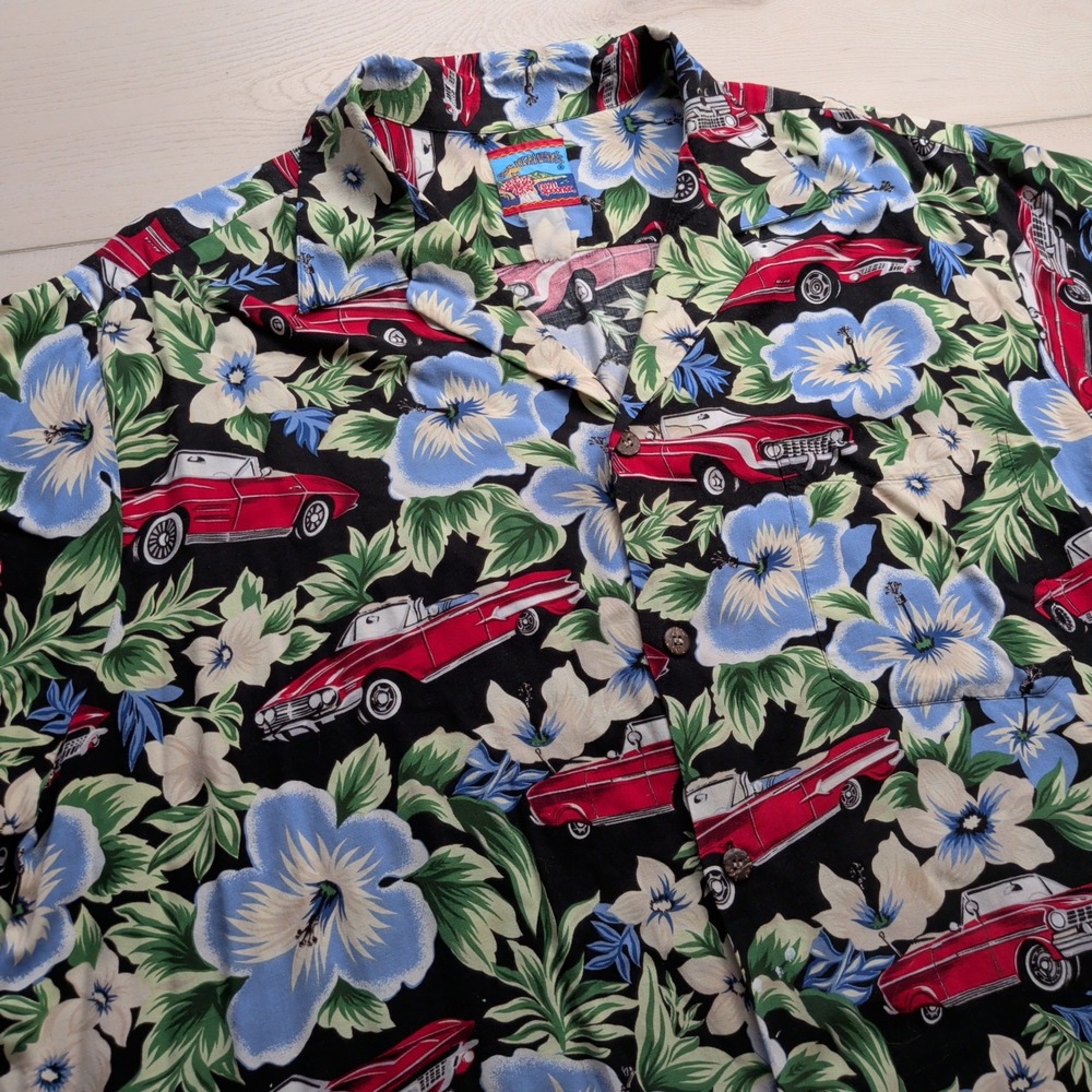 Vintage Reyn Spooner Joe Kealohas Hawaiian Shirt Mens XL Classic Cars Floral